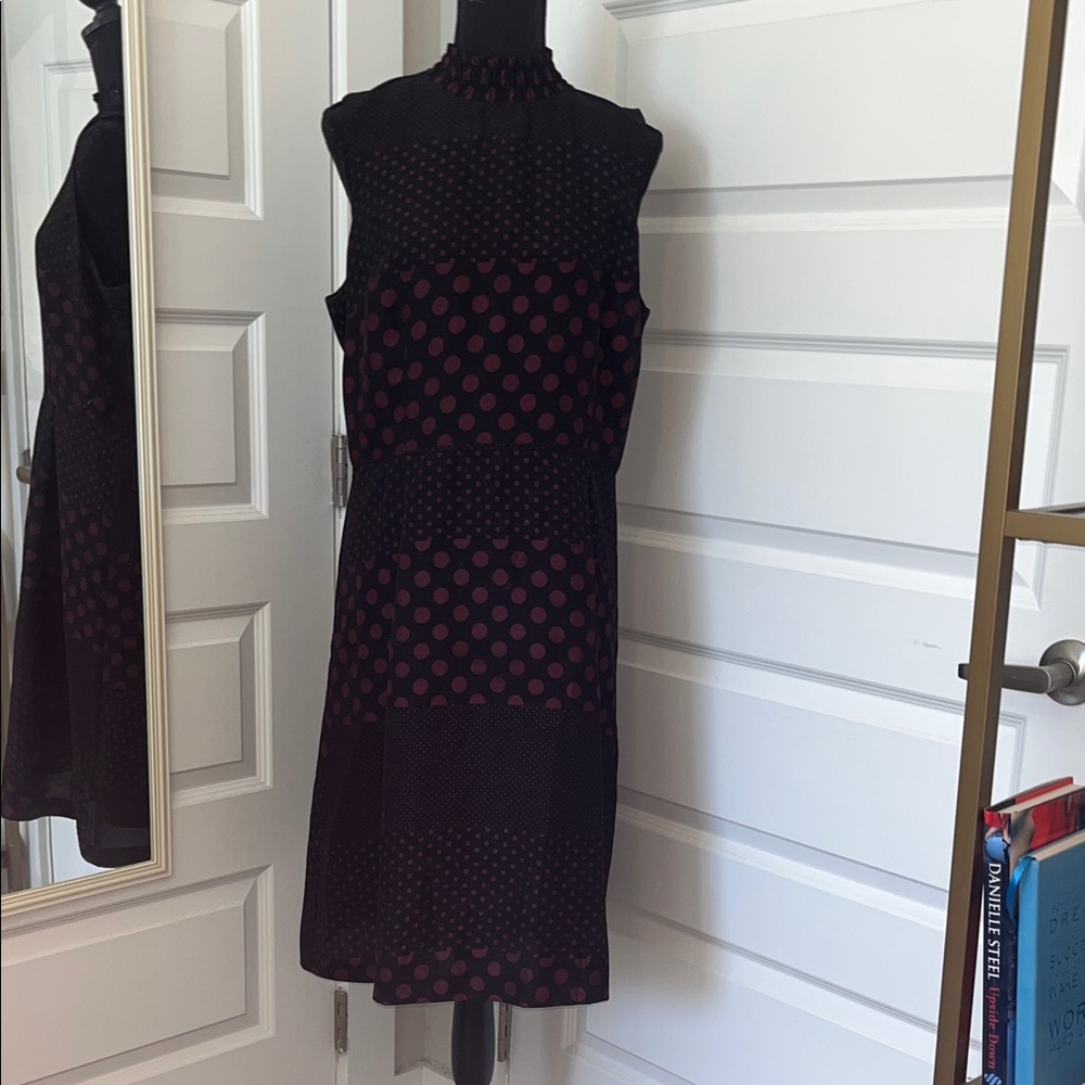 Who What Wear Black and Pink Polka Dot Midi Dress